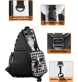 Sling Bag Crossbody Bag for Women Men Farmhouse Diary Cow Black and White Plaid Waterproof Hiking Backpack Lightweight Chest ...