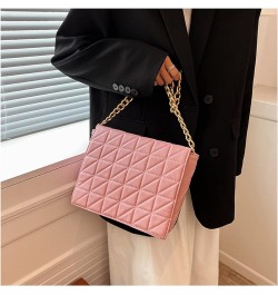 Women Large-capacity Shoulder Bag Women Chain Lozenge Messenger Bag Texture Casual Purse And Bag Pink $29.37 Shoulder Bags