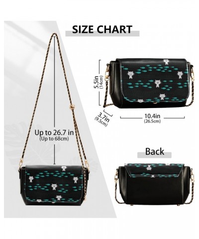 Cat and Fish Blue Black Crossbody Bag Womens Belt Bag Handbag with Adjustable Strap Travel Purses $17.21 Shoulder Bags