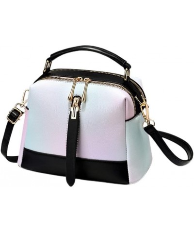 Women Fashion Top Handle Corssbody Bag Leather Satchel Purse Ladies Multicolor Zipper Shoulder Bag Tote Purse Black $17.76 Totes