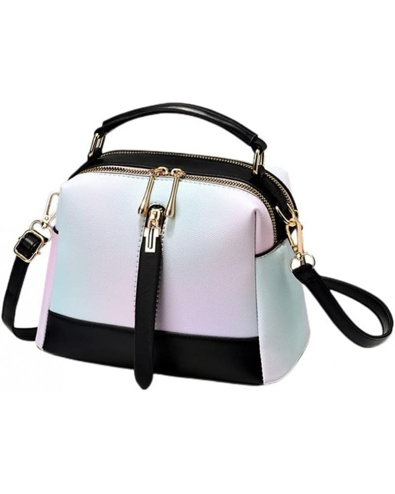 Women Fashion Top Handle Corssbody Bag Leather Satchel Purse Ladies Multicolor Zipper Shoulder Bag Tote Purse Black $17.76 Totes