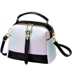 Women Fashion Top Handle Corssbody Bag Leather Satchel Purse Ladies Multicolor Zipper Shoulder Bag Tote Purse Black $17.76 Totes