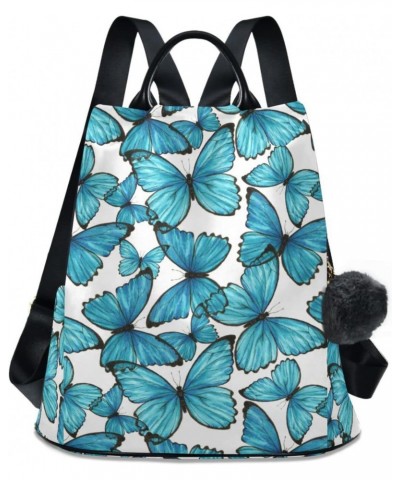 Watercolor Blue Butterflies Women Backpack Purse Anti-theft Lightweight Shoulder Bag $21.19 Backpacks