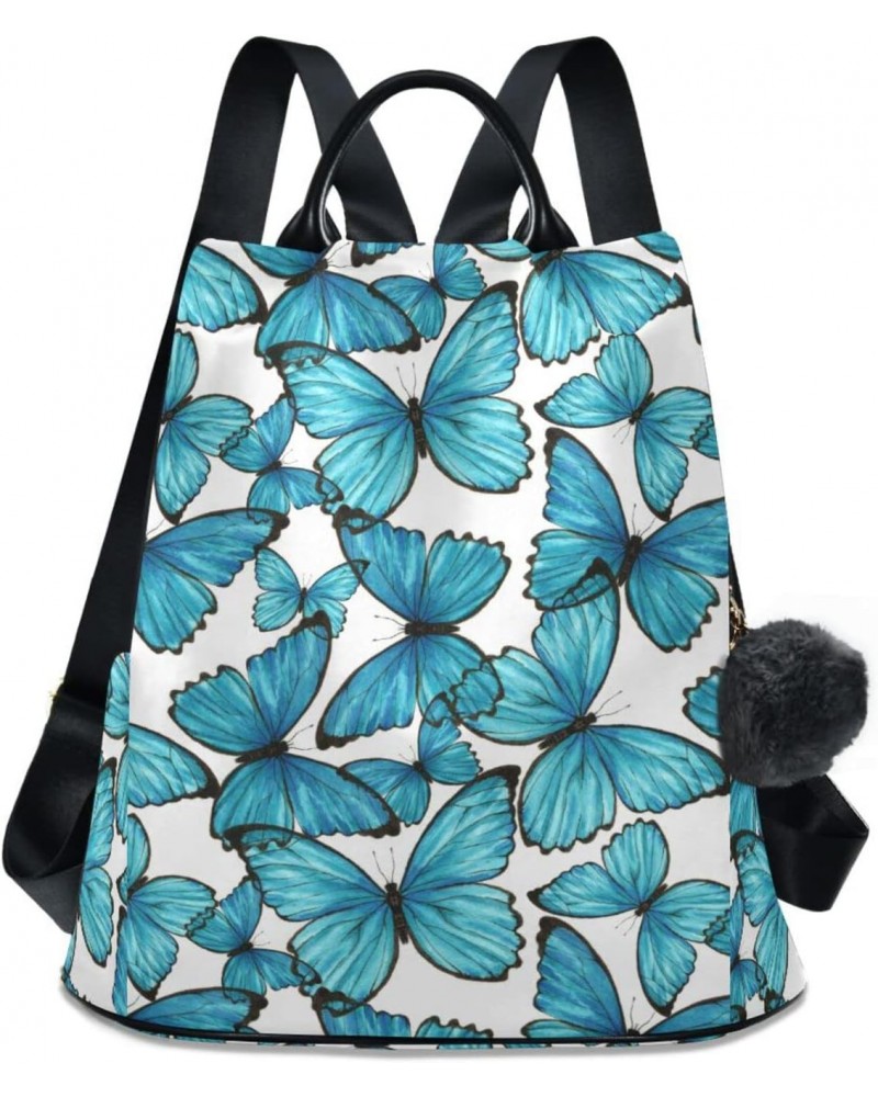 Watercolor Blue Butterflies Women Backpack Purse Anti-theft Lightweight Shoulder Bag $21.19 Backpacks