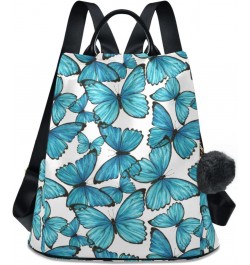 Watercolor Blue Butterflies Women Backpack Purse Anti-theft Lightweight Shoulder Bag $21.19 Backpacks