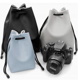 Camera Lens Pouch DSLR Camera Lens Pouch Bag Soft Protective Case PU Camera bag Medium Blue $19.36 Totes