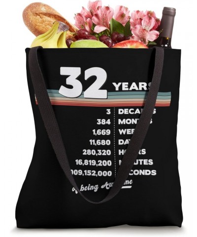 32nd Birthday Vintage 32 Years Old Retro 384 Months Weeks Tote Bag $10.53 Totes