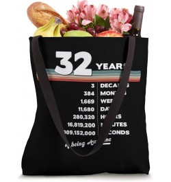 32nd Birthday Vintage 32 Years Old Retro 384 Months Weeks Tote Bag $10.53 Totes