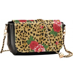 Rose Leopard Crossbody Bags for Women Leather Purse Shoulder Bag Handbag for Gifts Work Daily $20.79 Shoulder Bags