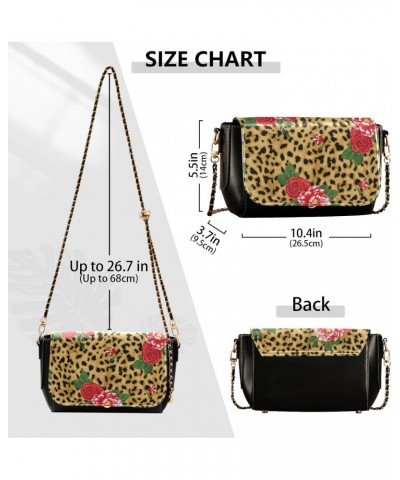 Rose Leopard Crossbody Bags for Women Leather Purse Shoulder Bag Handbag for Gifts Work Daily $20.79 Shoulder Bags