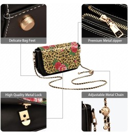 Rose Leopard Crossbody Bags for Women Leather Purse Shoulder Bag Handbag for Gifts Work Daily $20.79 Shoulder Bags