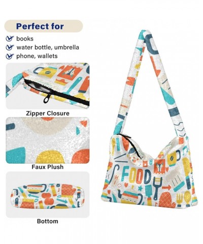 Kitchen Equipments Shoulder Tote Bags for Women Furry Crossbody bag Hobo Handbag Purses for Shopping Traveling Working $10.08...