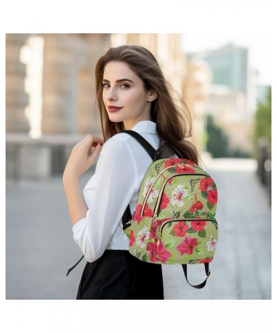 Flower Pattern Mini Backpack Purse for Women, Hummingbird Butterfly Travel Backpack Fashion Backpack Handbag Shoulder Bag Sma...