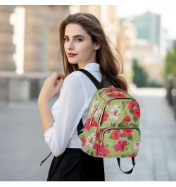 Flower Pattern Mini Backpack Purse for Women, Hummingbird Butterfly Travel Backpack Fashion Backpack Handbag Shoulder Bag Sma...