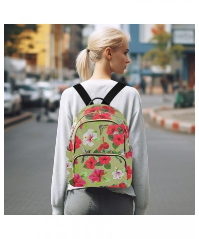 Flower Pattern Mini Backpack Purse for Women, Hummingbird Butterfly Travel Backpack Fashion Backpack Handbag Shoulder Bag Sma...