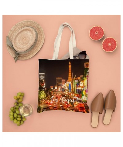 Welcome to Las Vegas Cityscape Building City Scene Canvas Tote Bag with Handle Cute Book Bag Shopping Shoulder Bag for Women ...