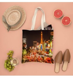 Welcome to Las Vegas Cityscape Building City Scene Canvas Tote Bag with Handle Cute Book Bag Shopping Shoulder Bag for Women ...