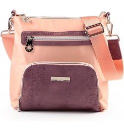 Suzy Levian Pink Nylon Faux Crocodile Front Pocket Crossbody Handbag $74.26 Crossbody Bags