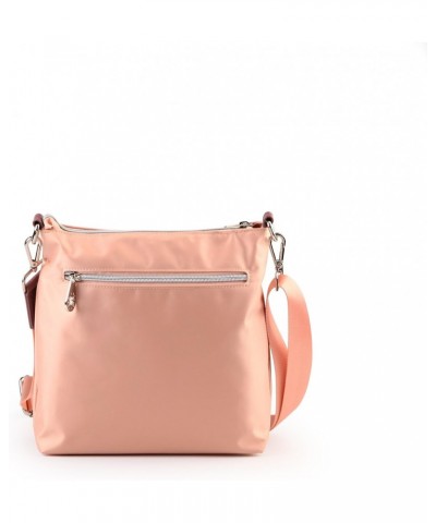 Suzy Levian Pink Nylon Faux Crocodile Front Pocket Crossbody Handbag $74.26 Crossbody Bags