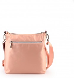 Suzy Levian Pink Nylon Faux Crocodile Front Pocket Crossbody Handbag $74.26 Crossbody Bags