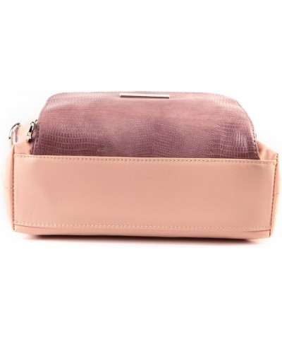 Suzy Levian Pink Nylon Faux Crocodile Front Pocket Crossbody Handbag $74.26 Crossbody Bags