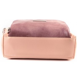 Suzy Levian Pink Nylon Faux Crocodile Front Pocket Crossbody Handbag $74.26 Crossbody Bags