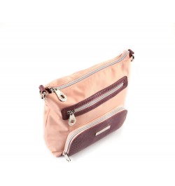 Suzy Levian Pink Nylon Faux Crocodile Front Pocket Crossbody Handbag $74.26 Crossbody Bags