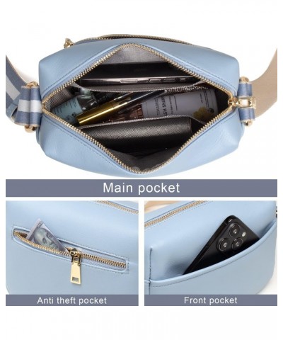 Small Crossbody Purse for Women Triple Zip Wide Strap Cell Phone Purse Shoulder Handbag Wallet with Credit Card Slots B-blue ...