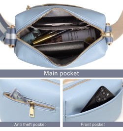 Small Crossbody Purse for Women Triple Zip Wide Strap Cell Phone Purse Shoulder Handbag Wallet with Credit Card Slots B-blue ...