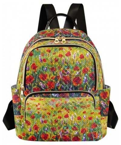 Red Poppies Tulips Rose Flowers Women Backpack Purse Shoulder Bag Color Small $15.18 Backpacks