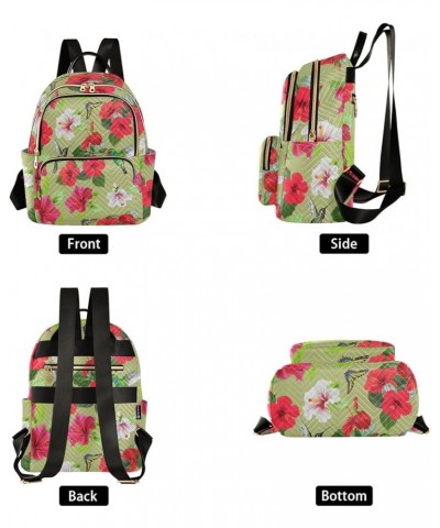 Flower Pattern Mini Backpack Purse for Women, Hummingbird Butterfly Travel Backpack Fashion Backpack Handbag Shoulder Bag Sma...