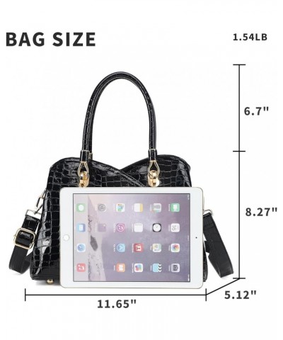 Purses and Handbags PU Leather Top-Handle Satchel Shoulder Bags Messenger Tote Bag for Ladies Fk Black $23.09 Totes