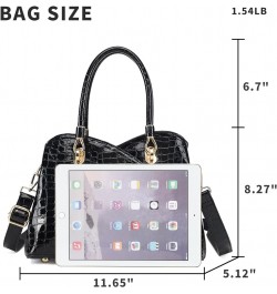 Purses and Handbags PU Leather Top-Handle Satchel Shoulder Bags Messenger Tote Bag for Ladies Fk Black $23.09 Totes