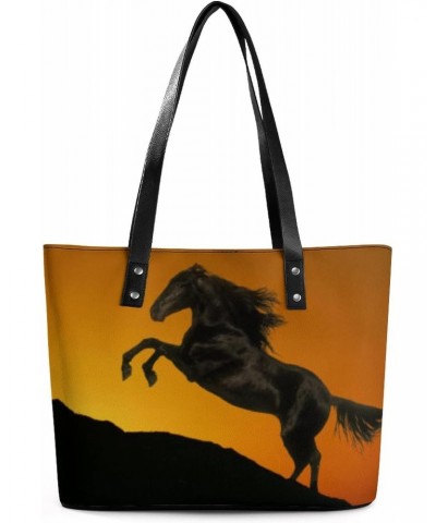 Womens Handbag Horse Animal Leather Tote Bag Top Handle Satchel Bags For Lady $16.10 Totes