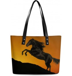 Womens Handbag Horse Animal Leather Tote Bag Top Handle Satchel Bags For Lady $16.10 Totes