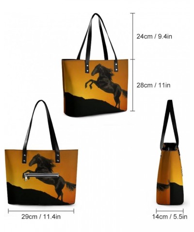 Womens Handbag Horse Animal Leather Tote Bag Top Handle Satchel Bags For Lady $16.10 Totes