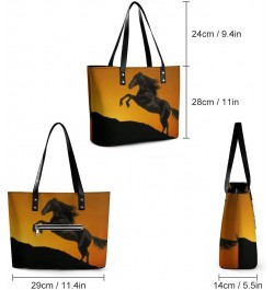 Womens Handbag Horse Animal Leather Tote Bag Top Handle Satchel Bags For Lady $16.10 Totes