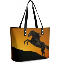 Womens Handbag Horse Animal Leather Tote Bag Top Handle Satchel Bags For Lady $16.10 Totes