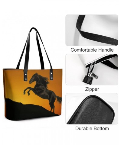 Womens Handbag Horse Animal Leather Tote Bag Top Handle Satchel Bags For Lady $16.10 Totes