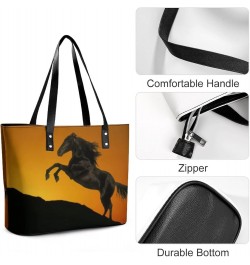 Womens Handbag Horse Animal Leather Tote Bag Top Handle Satchel Bags For Lady $16.10 Totes