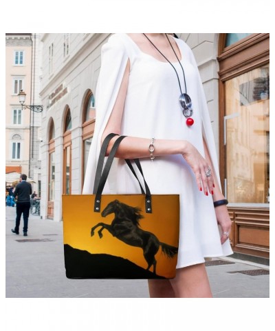 Womens Handbag Horse Animal Leather Tote Bag Top Handle Satchel Bags For Lady $16.10 Totes