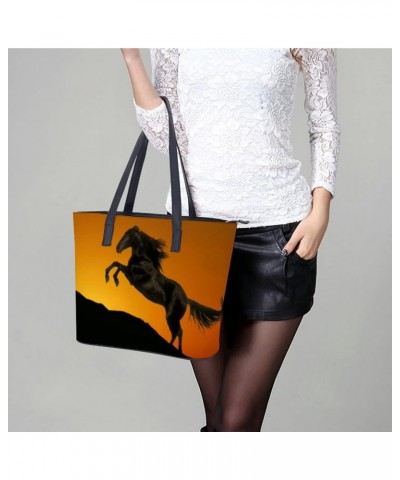 Womens Handbag Horse Animal Leather Tote Bag Top Handle Satchel Bags For Lady $16.10 Totes