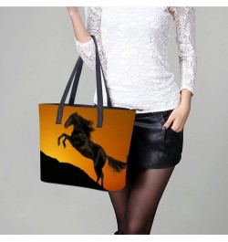 Womens Handbag Horse Animal Leather Tote Bag Top Handle Satchel Bags For Lady $16.10 Totes