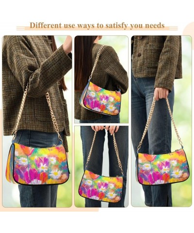 Shoulder Bag for Women Shoulder Handbags with Zipper Closure Chain Mini Purse Crossbody Bags for Women Girls Multicolouredjf0...