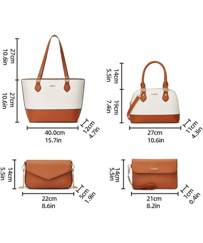 Women Fashion Shoulder Handbags Wallet Tote Bag Top Handle Satchel Hobo with Zipper Closure Set 2325-brown/Lvory $22.41 Totes