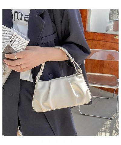 Soft Cloud Handbag Shoulder Bag for Women Wrinkled PU Leather Crossbody Bag Retro Underarm Hobo Purse Bag 2024 White $14.49 S...