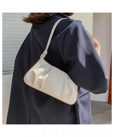 Soft Cloud Handbag Shoulder Bag for Women Wrinkled PU Leather Crossbody Bag Retro Underarm Hobo Purse Bag 2024 White $14.49 S...