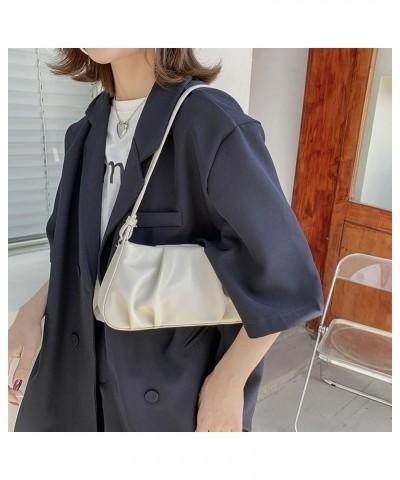 Soft Cloud Handbag Shoulder Bag for Women Wrinkled PU Leather Crossbody Bag Retro Underarm Hobo Purse Bag 2024 White $14.49 S...