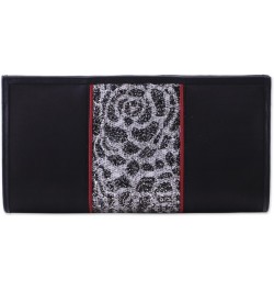 Handmade Leather Accent Satin Clutch Lace Handbag from India Black Evening Embroidered 'Innocent Black' $27.32 Evening Bags