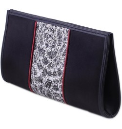 Handmade Leather Accent Satin Clutch Lace Handbag from India Black Evening Embroidered 'Innocent Black' $27.32 Evening Bags